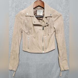Abercrombie & Fitch Tan Suede Fringe Jacket